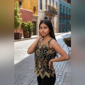 Womans Sparkly Top By Pinkbee Gold Silver And Glittering Gems